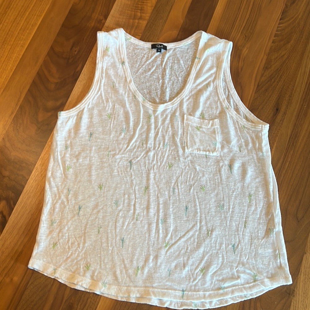 Rails printed linen blend tank top with pocket